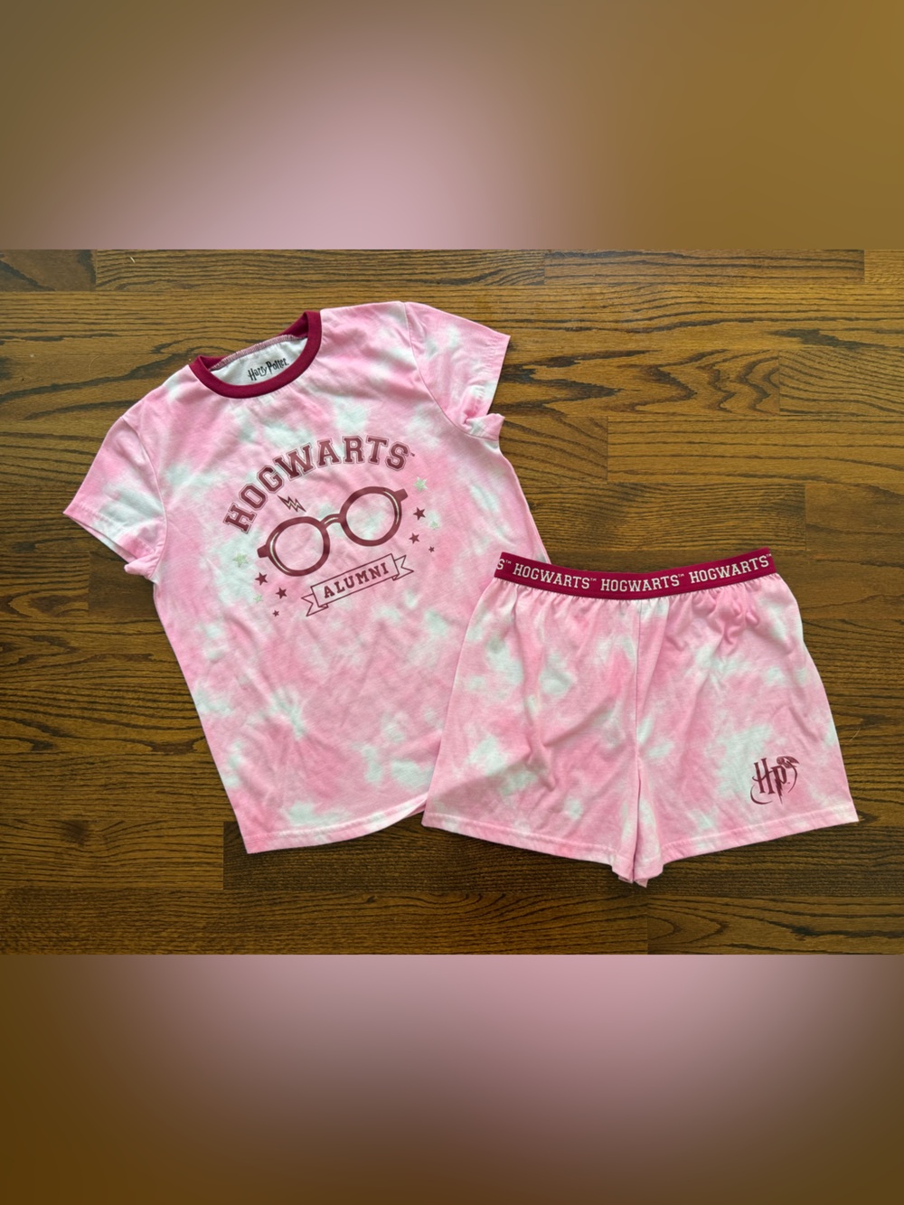 Hogwarts Pink Tie-Dye Girls Pajama Set